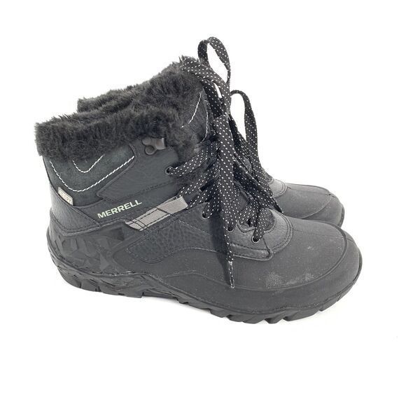 Merrell Aurora 6 Ice+ Waterproof Snow Boots Arctic Grip Size 8 Womens Black - Picture 1 of 9